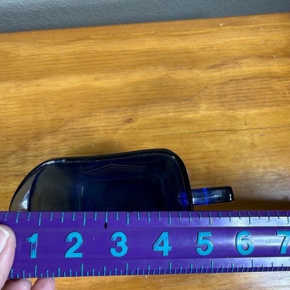 Blue Glass Atlas Milk Pitcher‎ with Chevron Design - Picture 5 of 5